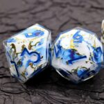 Blue Cross White Resin Layered Dice