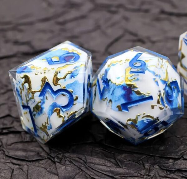 Blue Cross White Resin Layered Dice