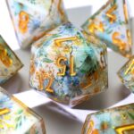 Blue Green Resin Layered Dice