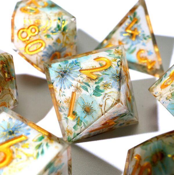 Blue Green Resin Layered Dice