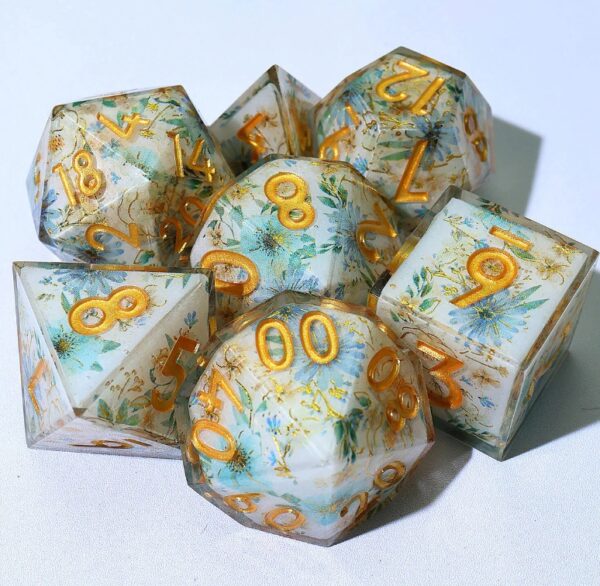 Blue Green Resin Layered Dice