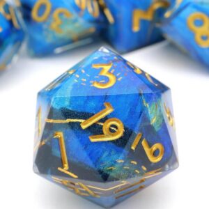 Blue Resin Layered Dice Set