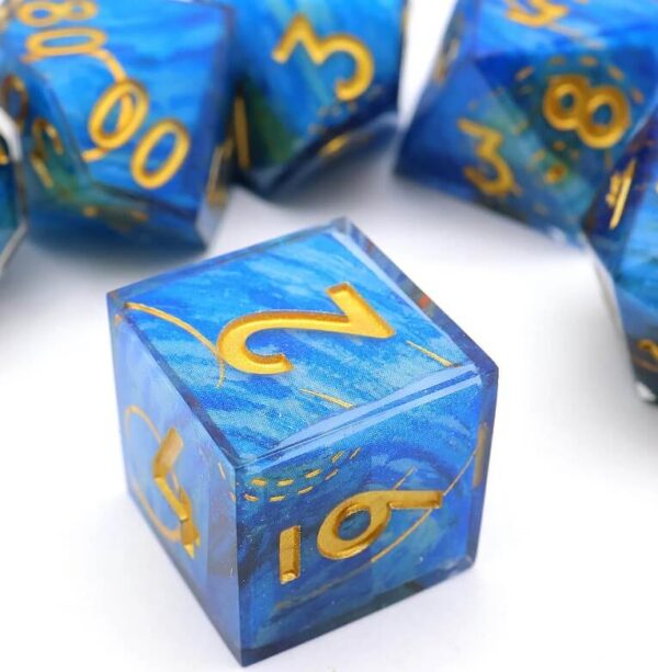 Blue Resin Layered Dice Set