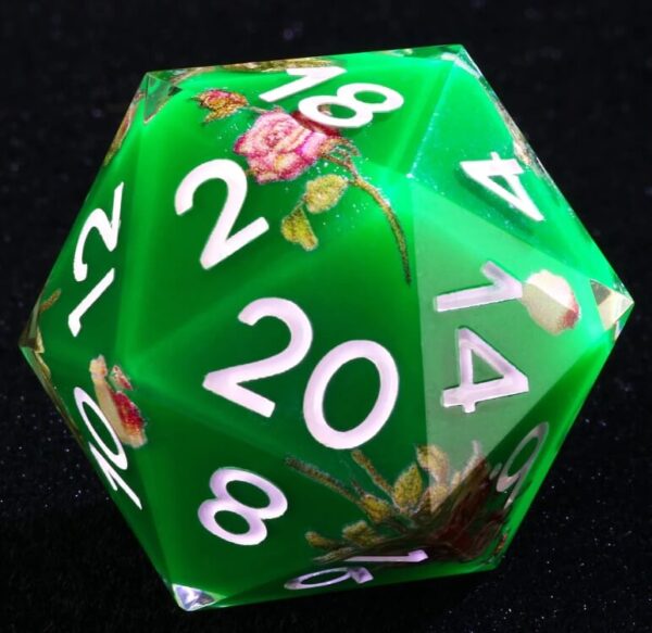 Flower Green Resin Dice Set