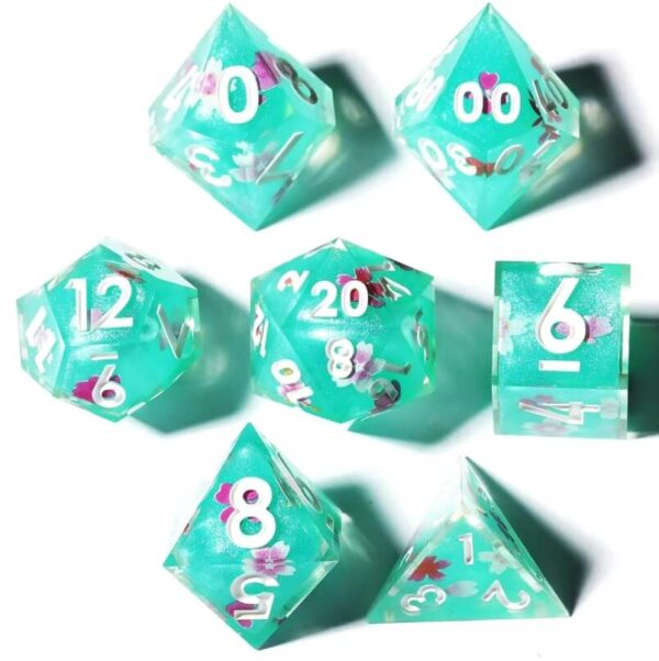 Green Sharp Edge Dice Set