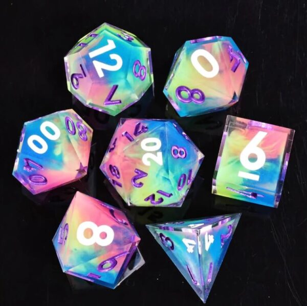 Pink Cross Blue Liquid Core Dice