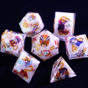 Pink Cross White Resin Dice Set