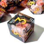 Pink Flower Resin Layered Dice