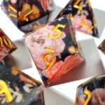 Pink Flower Resin Layered Dice