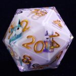 Purple Cross White Resin Dice Set