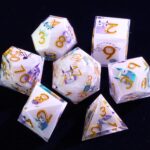 Purple Cross White Resin Dice Set