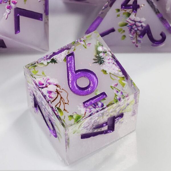 Purple Grass Resin Layered Dice