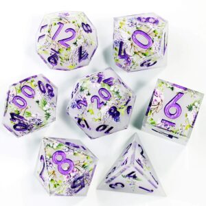 Purple Grass Resin Layered Dice