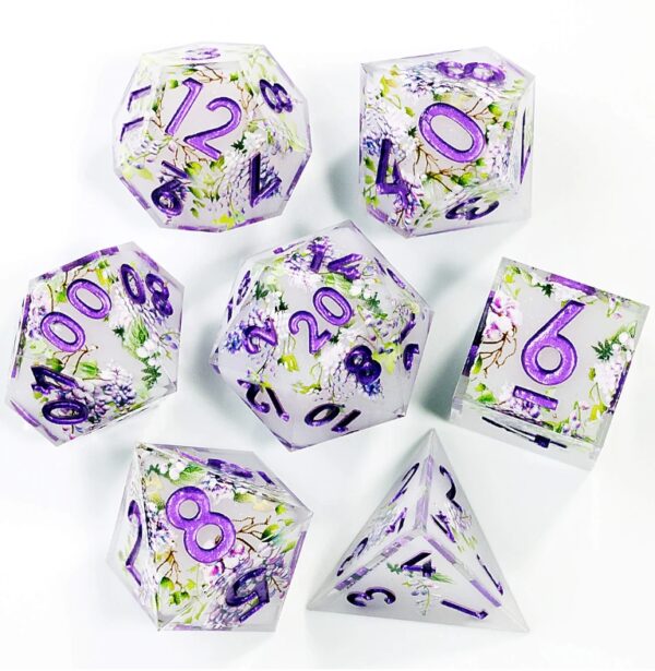 Purple Grass Resin Layered Dice