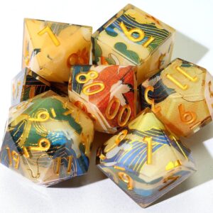 Rainbow Painting Resin Layered Dice