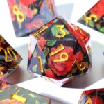 Red Flower Resin Layered Dice