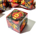 Red Flower Resin Layered Dice