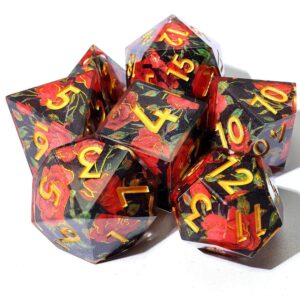 Red Flower Resin Layered Dice